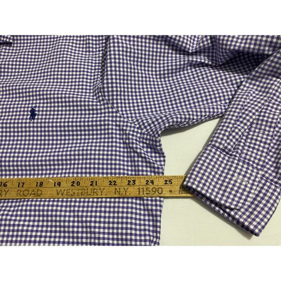 Polo Ralph Lauren Long Sleeve Button-Down Shirt Purple Check Size XL Classic Fit - Picture 5 of 11